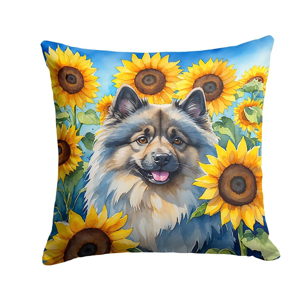 7772 in Sunflowers Throw Pillow, 14Hx14W, Keeshond 6105